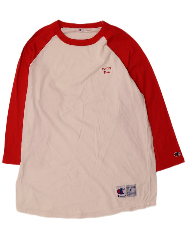 Champion Langærmet T-shirtkjole til kvinder UK 18 XL Hvid Colourblock Bomuld
