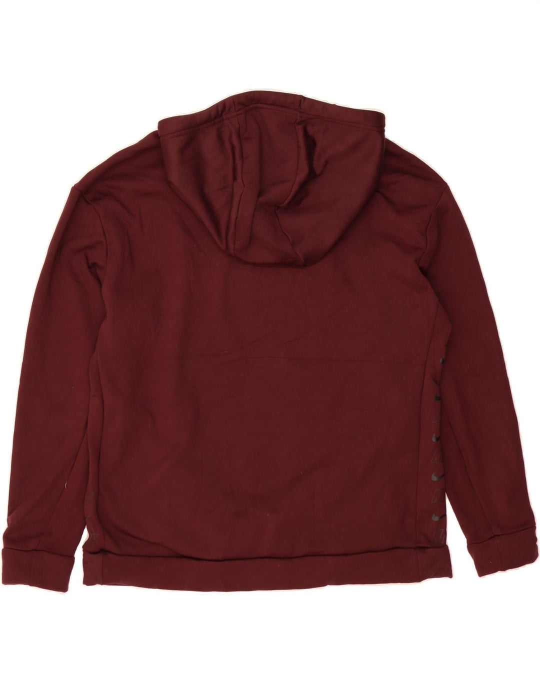 NIKE Womens Graphic Hoodie Jumper UK 14 Medium Maroon Cotton Vintage Nike and Second-Hand Nike from Messina Hembry 