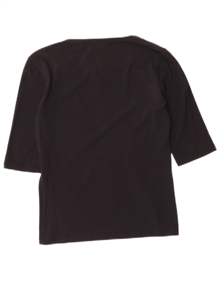 Max Mara Dame Top 3/4 ærme UK 8 Lille Sort