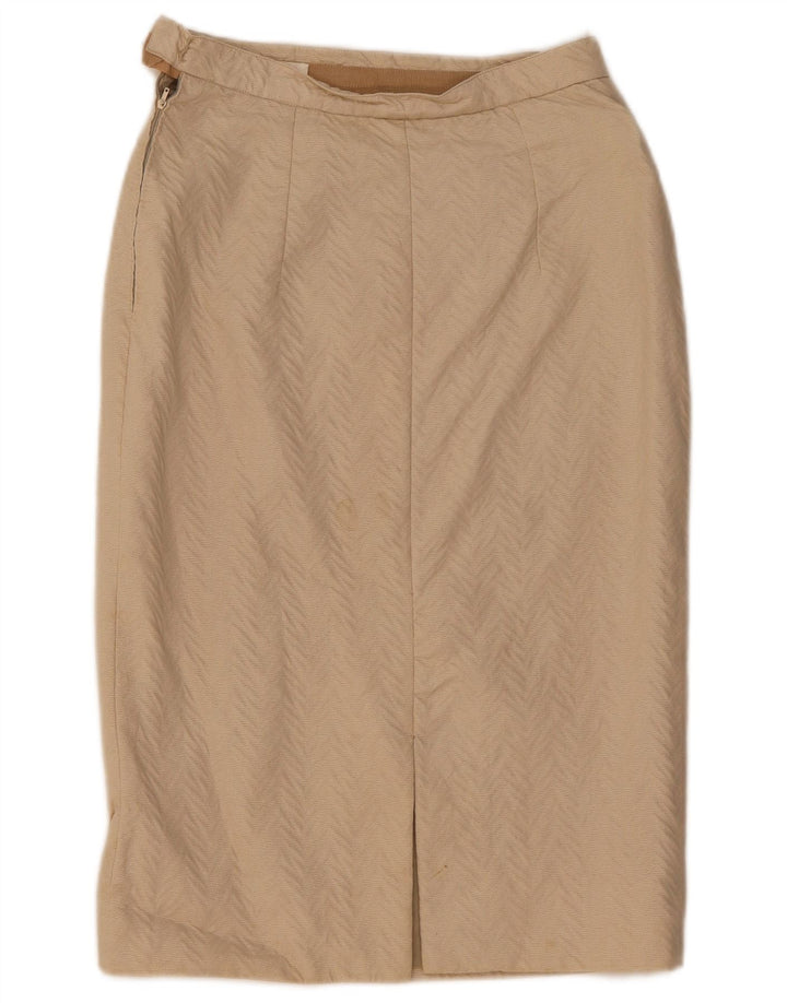 VINTAGE lige nederdel til kvinder W27 Small Beige Chevron