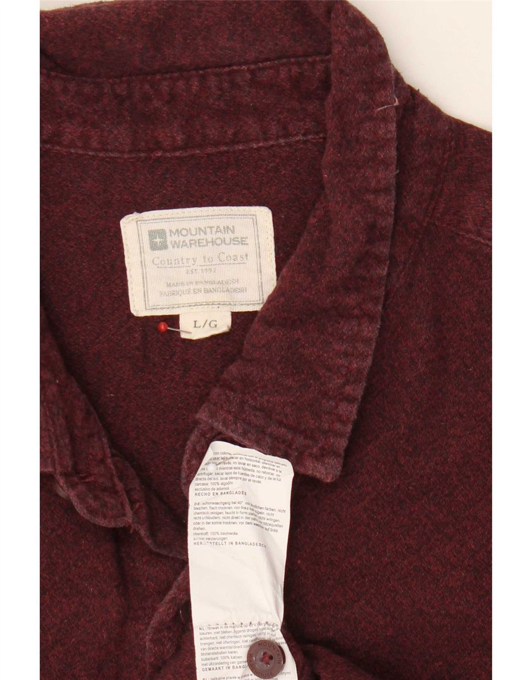 Mountain Warehouse Herre Flanellskjorte Stor Bourgogne Bomuld