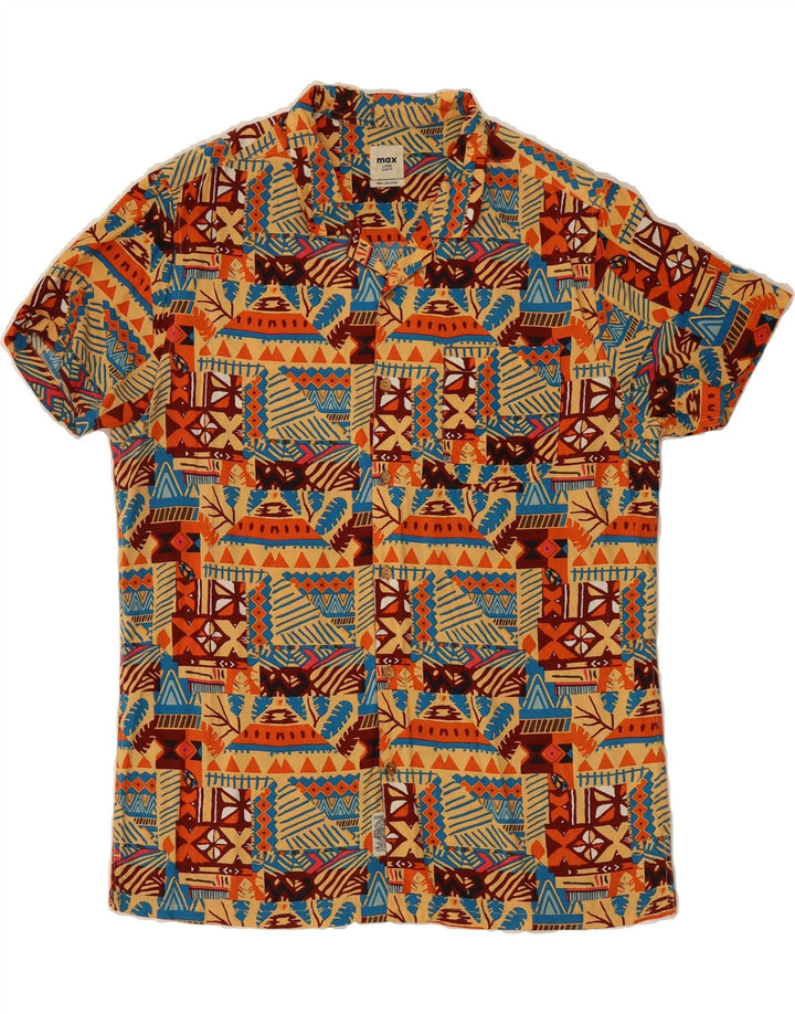 MAX Mens Slim Fit Abstract Pattern Short Sleeve Shirt Large Multicoloured Vintage Max and Second-Hand Max from Messina Hembry 