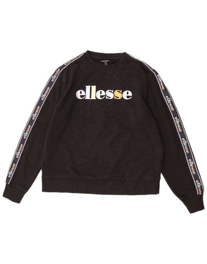 Ellesse Dame Grafisk Oversized Sweatshirt Jumper UK 10 Lille Sort