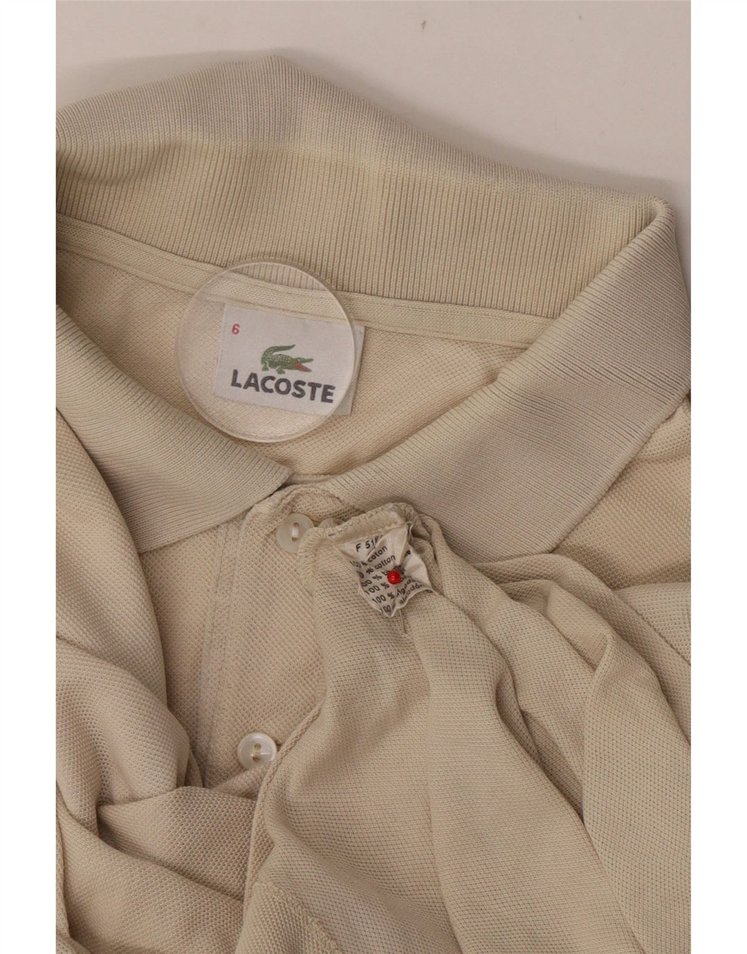 Lacoste herre poloskjorte str. 6 XL Beige bomuld