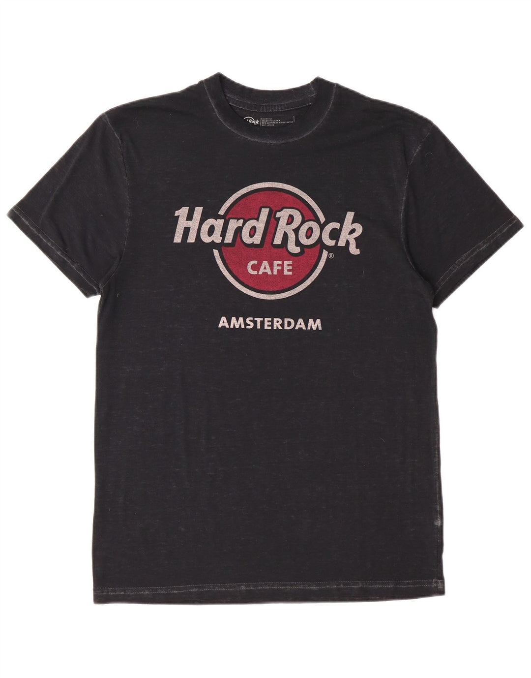 Hard Rock Cafe Herre Amsterdam Grafisk T-Shirt Top Medium Sort Bomuld