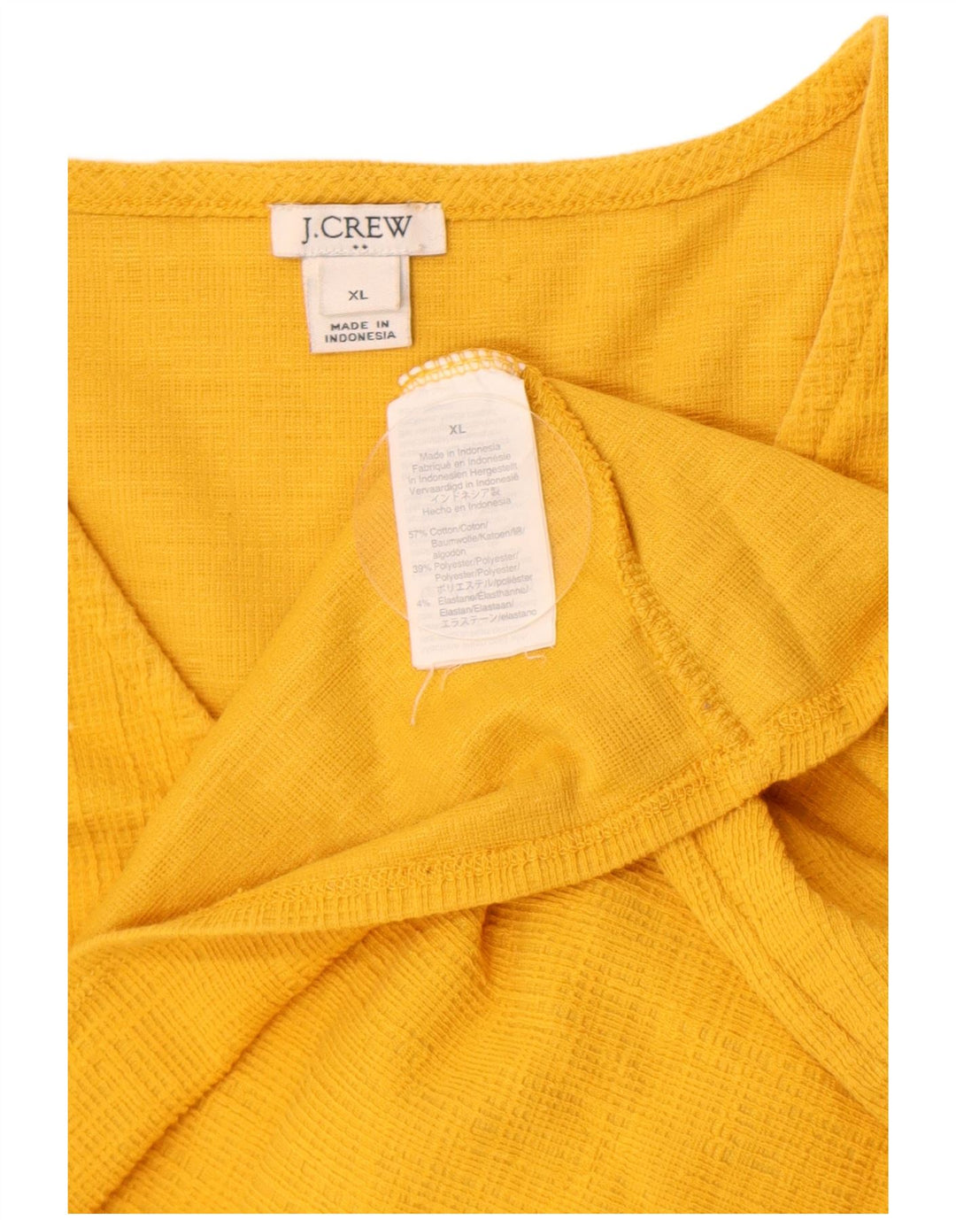 J. Crew Womens Front Tie Bluse Top UK 18 XL Gul Bomuld