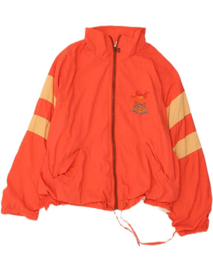 VINTAGE træningsdragt topjakke til kvinder UK 12 Medium Orange Colourblock