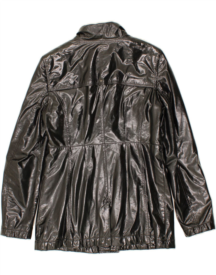ARMANI JEANS Womens Overcoat EU 44 Large Black Polyester Vintage Armani Jeans and Second-Hand Armani Jeans from Messina Hembry 