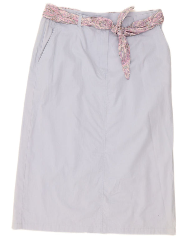 Marks & Spencer Dame Midi-nederdel med høj talje UK 18 XL W34 Blå Bomuld