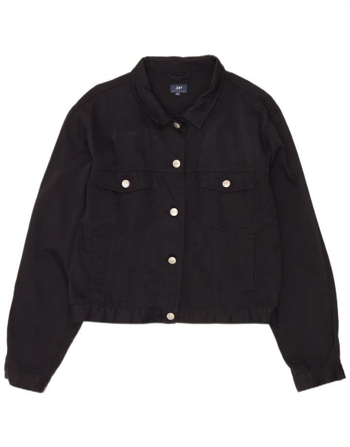 JP COLLECTION Dame Crop Bomber Jacket EU 40 Medium Sort Nylon