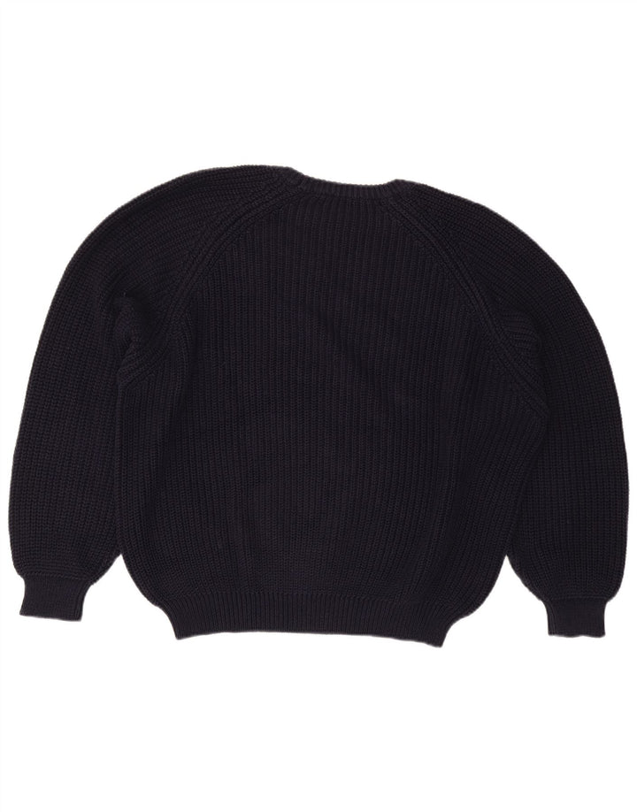 Vintage herre sweater med rund hals XL marineblå