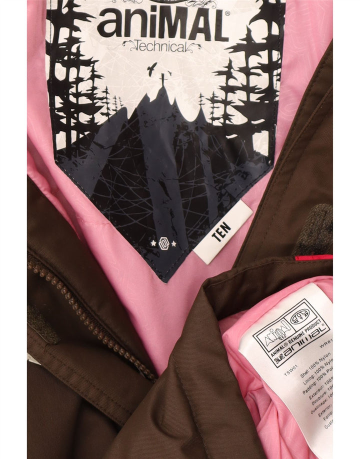 ANIMAL Dame Oversized hætte regnjakke UK 10 Small Brown Colourblock