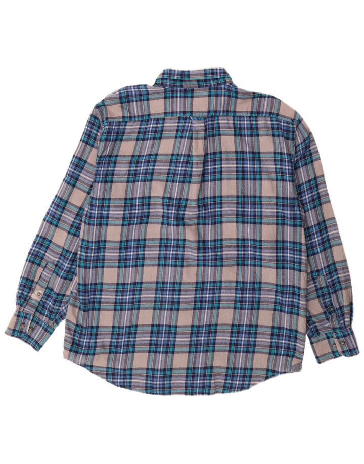 Izod Herre Flanelskjorte XL Blå Ternet Bomuld