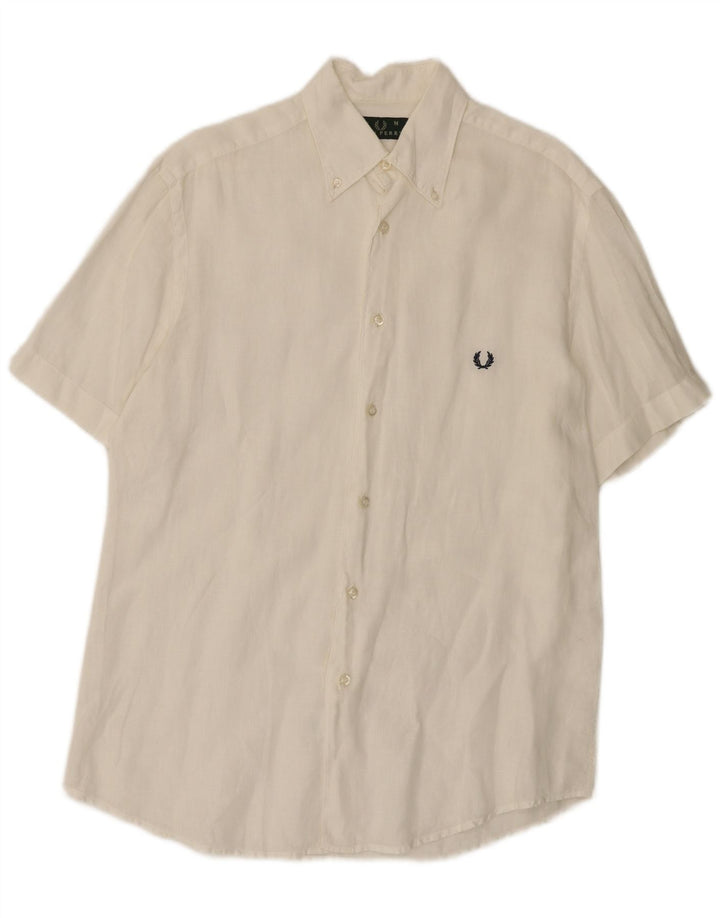 Fred Perry Herre kortærmet skjorte medium hvid linned