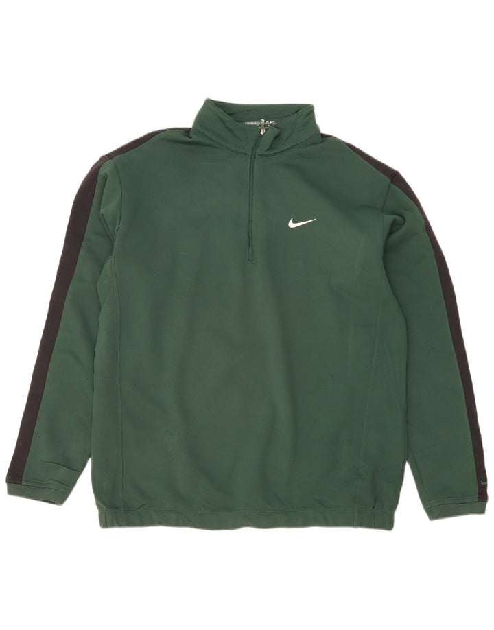 NIKE Sweatshirt med lynlås til mænd, stor grøn farveblok polyester