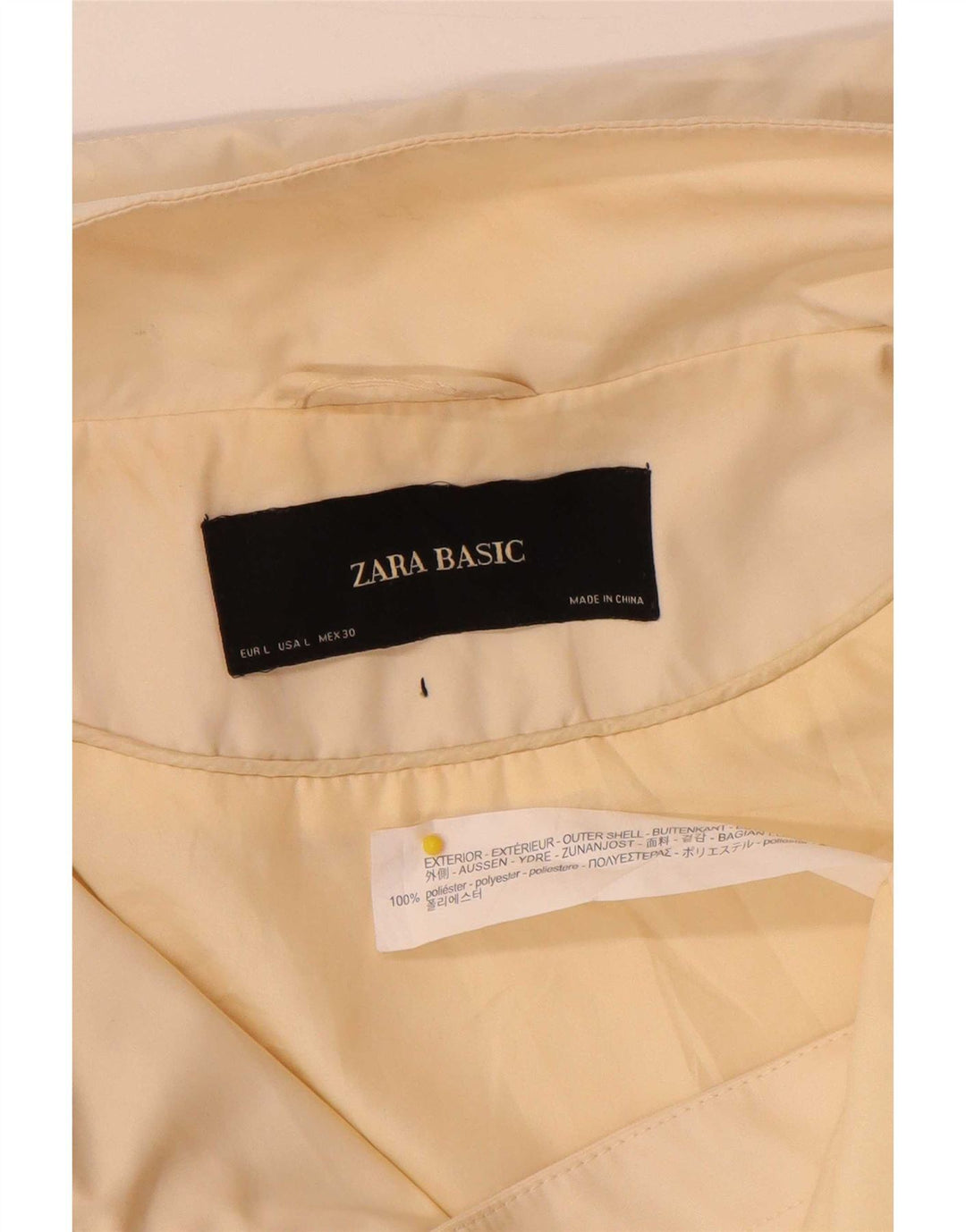 Zara Dame Hooded Bomber Jacket UK 14 Large Beige Polyester