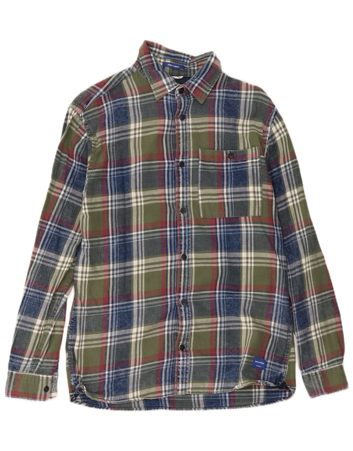 Jack & Jones herre flannelskjorte mellemgrøn ternet bomuld