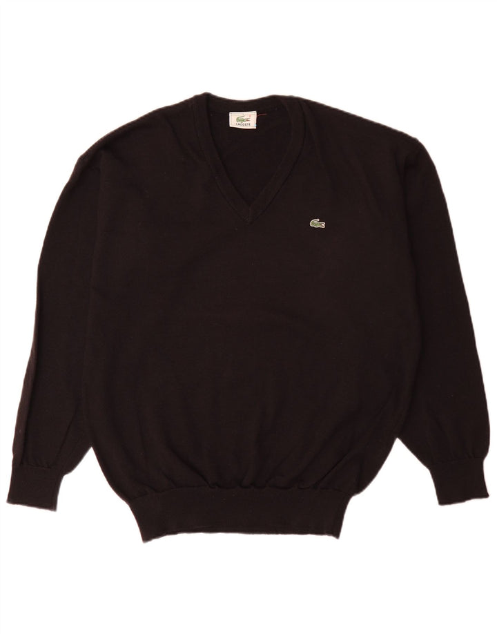Lacoste Herre V-hals sweater str. 5 Large Sort Ny Uld