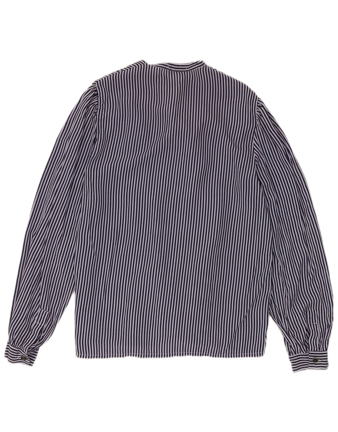 VINTAGE Dame-sløjfeskjorte Bluse IT 48 XL Marineblå stribet