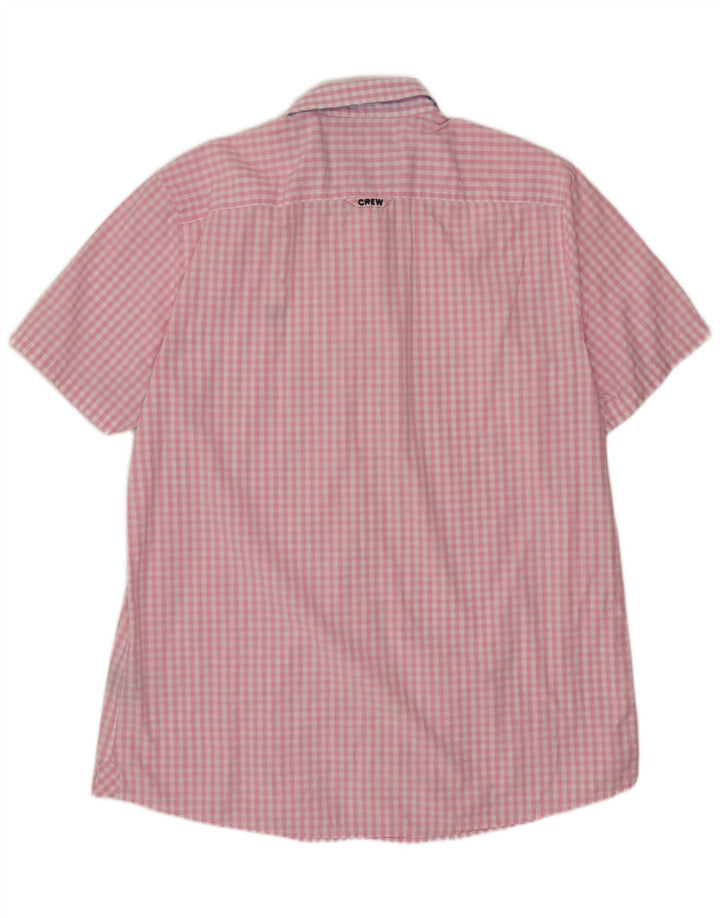 J. CREW Kortærmet herreskjorte XL Pink Gingham Bomuld
