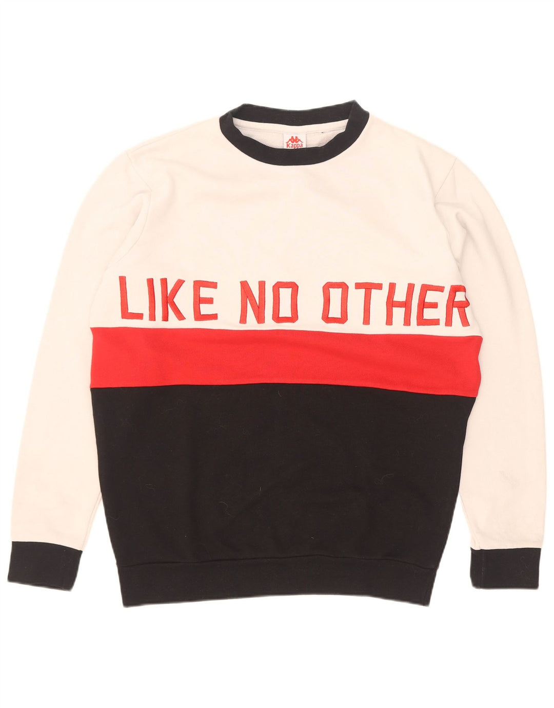 Kappa Herre grafisk sweatshirt Jumper Medium Hvid Colourblock Bomuld