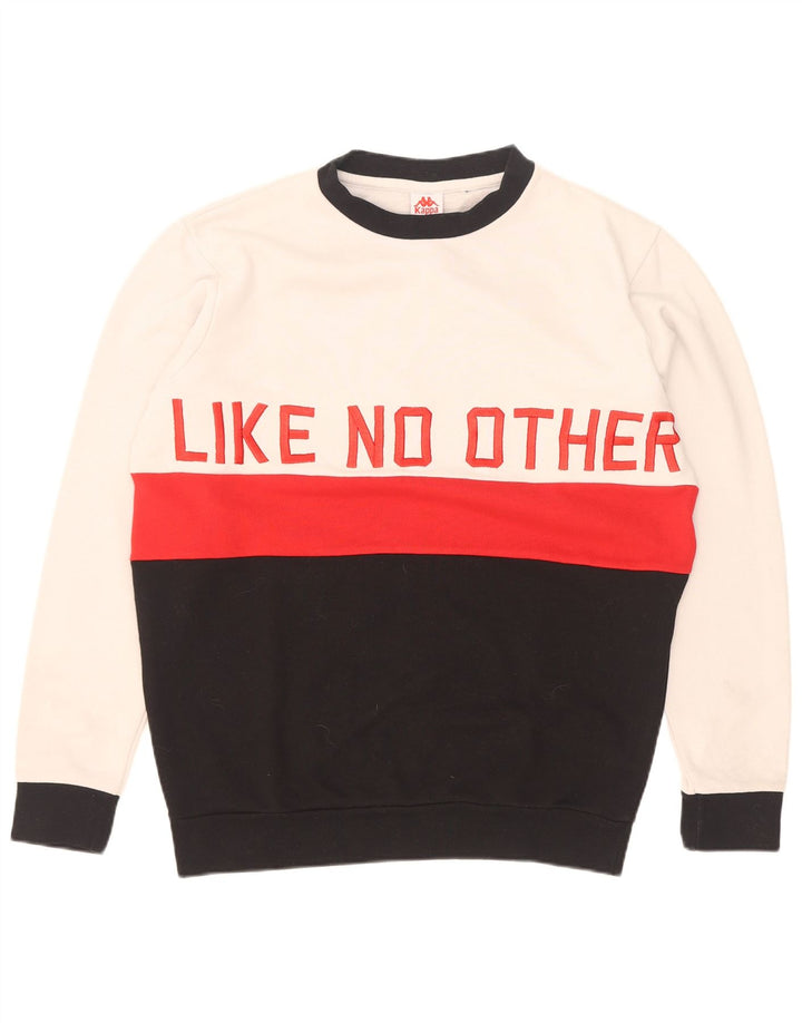 Kappa Herre grafisk sweatshirt Jumper Medium Hvid Colourblock Bomuld