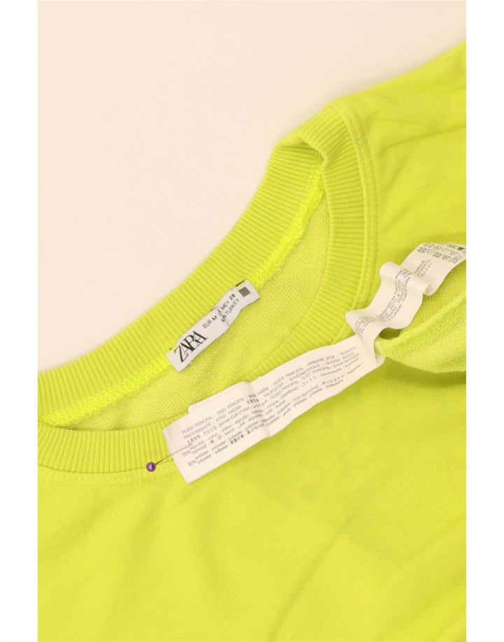 Zara Womens Crop Sweatshirt Jumper UK 14 Medium Green Bomuld