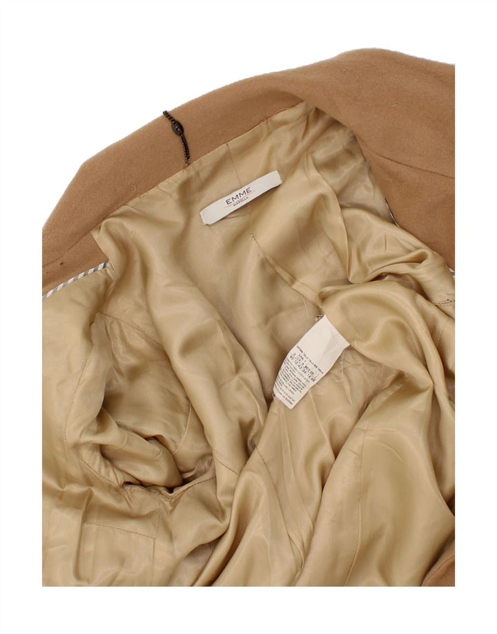 EMME Womens Double Breasted Coat UK 14 Large Brown Virgin Wool Vintage Emme and Second-Hand Emme from Messina Hembry 