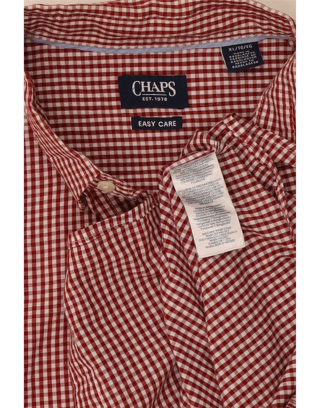 Chaps Herreskjorte XL Rød Gingham Bomuld