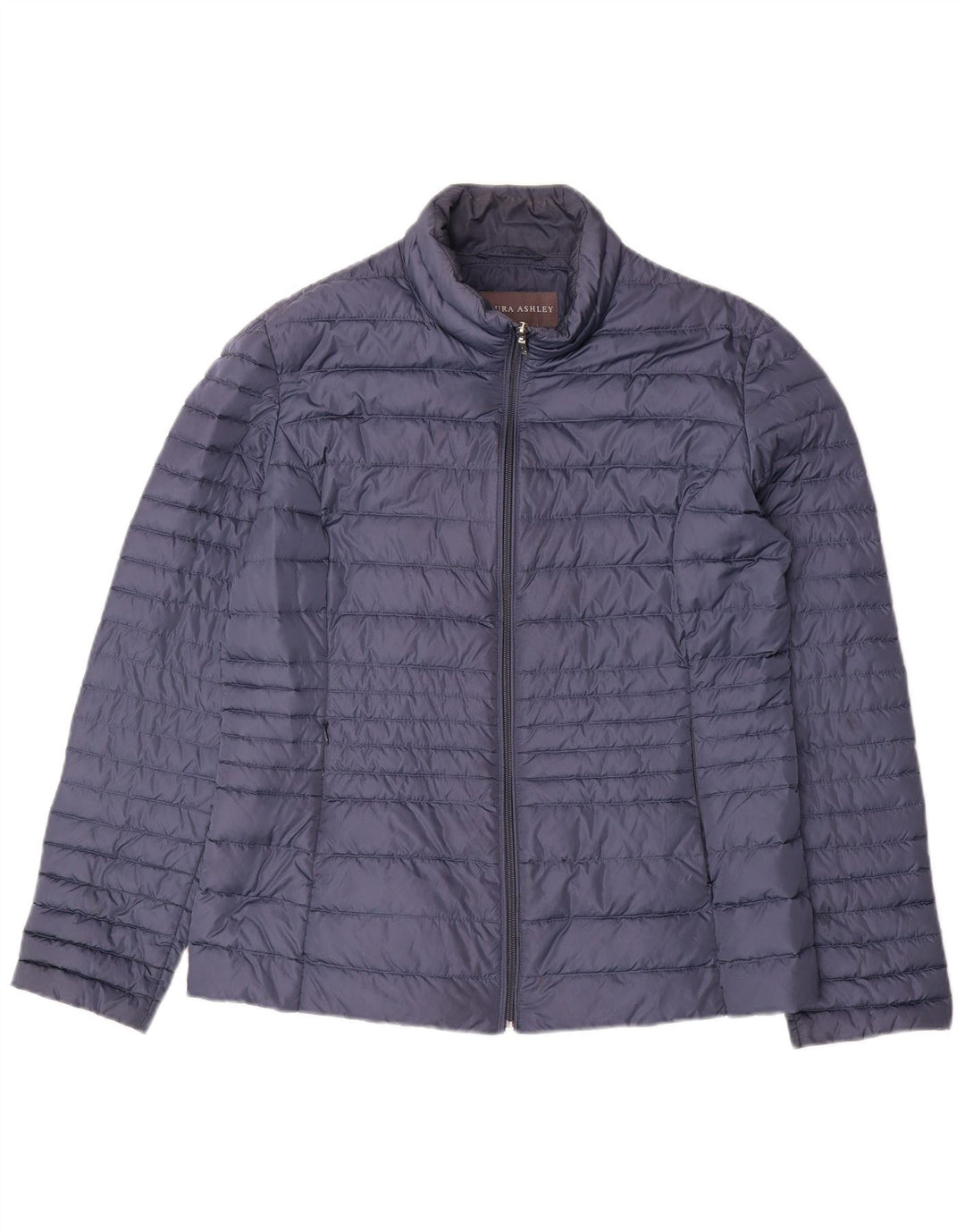 LAURA ASHLEY Womens Padded Jacket UK 12 Medium Navy Blue Polyester