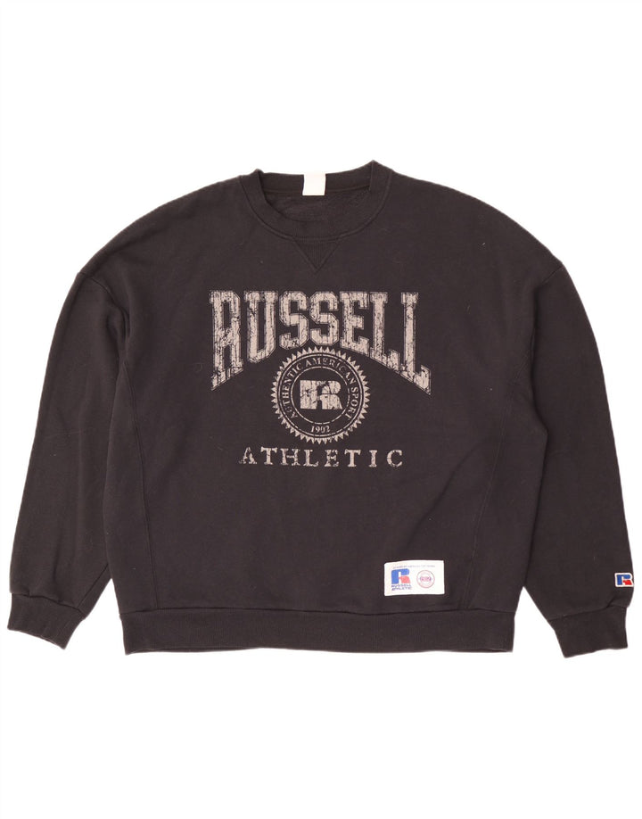 Russell Athletic Herre Grafisk Loose Fit Sweatshirt Jumper Medium Sort