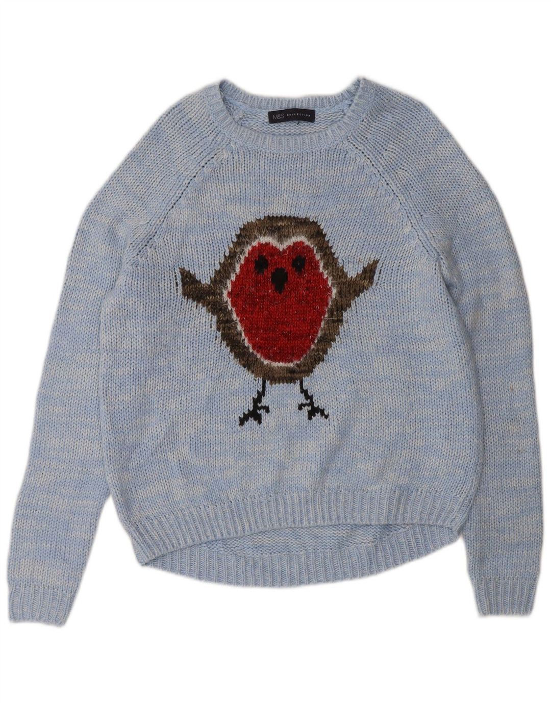 Marks & Spencer Dame Grafisk Boat Neck Jumper Sweater UK 10 Small Blue