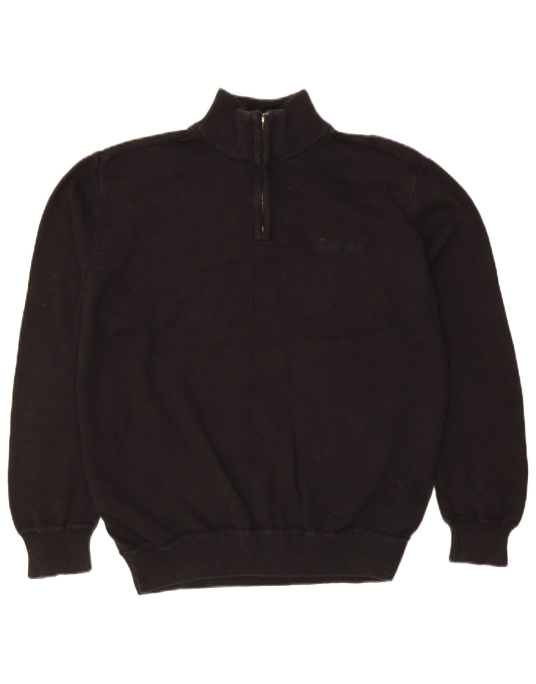 Wrangler Herre Zip Neck Jumper Sweater XL Sort Bomuld