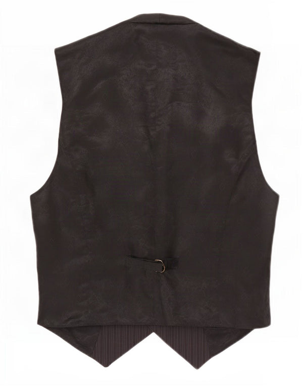 Sisley Mens Waistcoat Large Black Pinstripe Viscose