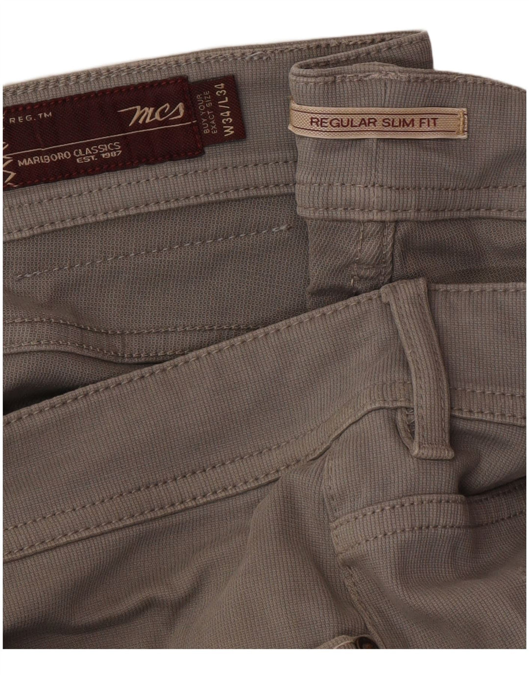 Marlboro Classics Herre Regular Slim Fit Casual Bukser W34 L34 Grå