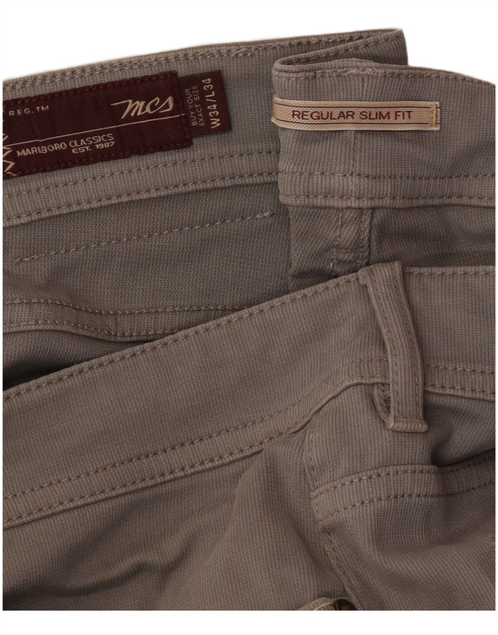 Marlboro Classics Herre Regular Slim Fit Casual Bukser W34 L34 Grå