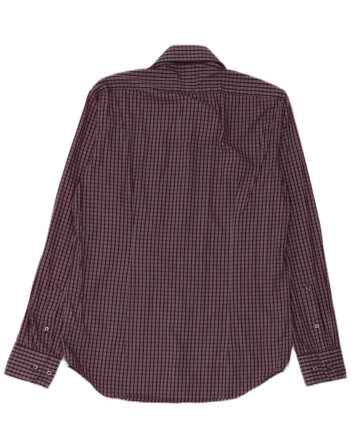 Tommy Hilfiger Herre Fitted Shirt Størrelse 38 15 Medium Navy Blue Gingham Cotton