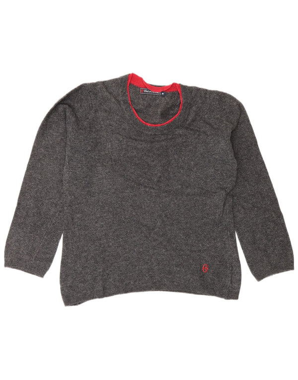 Conte of Florence Dame Boat Neck Jumper Sweater UK 14 Medium Grey Wool