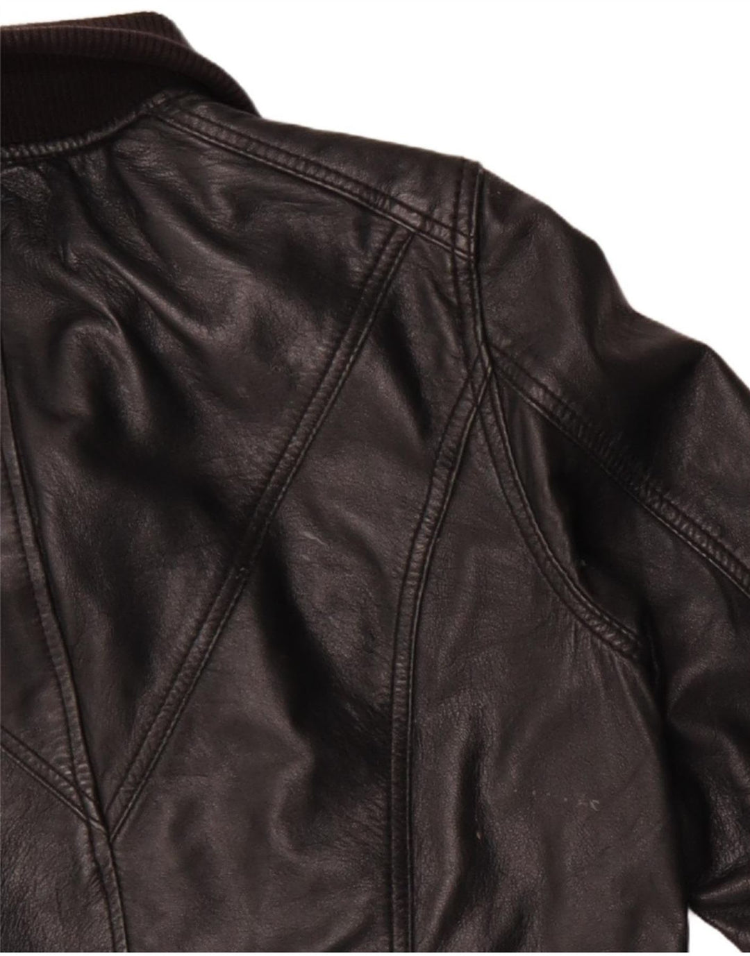 Pull & Bear Dame Læderjakke UK 14 Stor Sort Læder