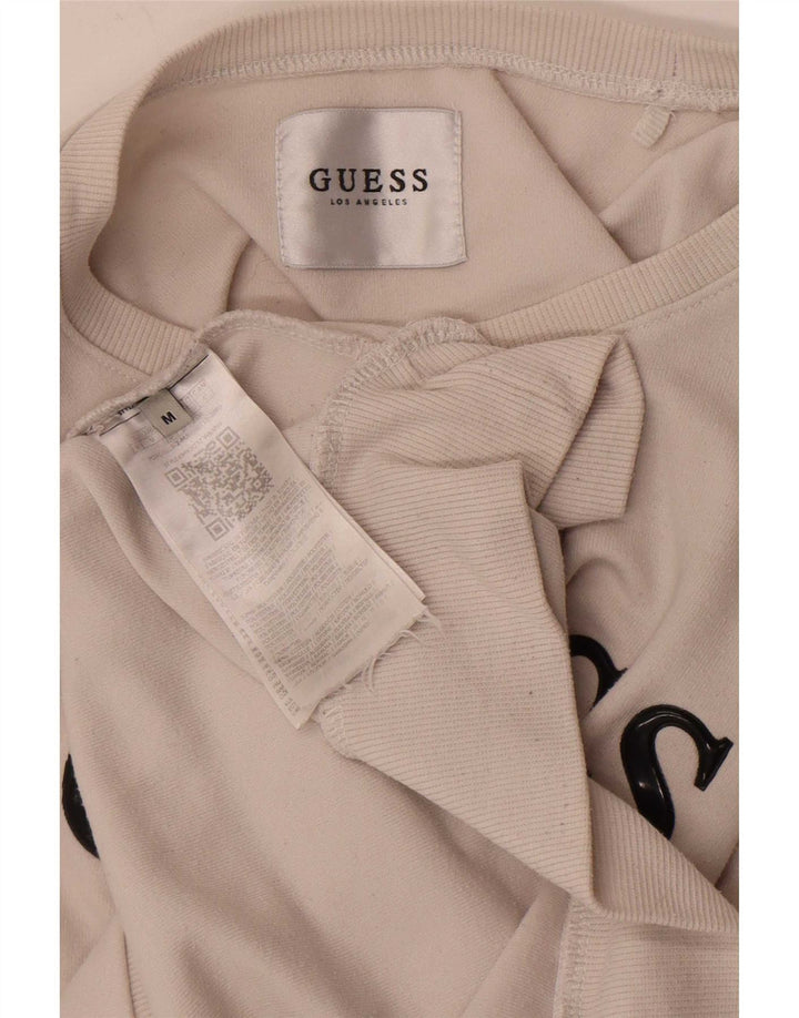 Guess Mens Graphic Sweatshirt Jumper Medium White Polyester