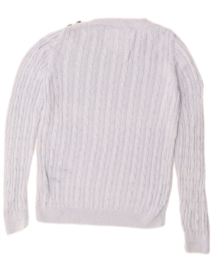 SUPERDRY Dame Boat Neck Jumper Sweater UK 14 Large Blue Cotton