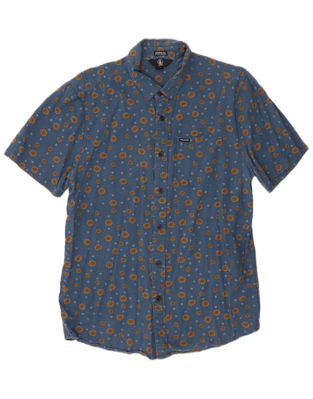 Volcom Herre Kortærmet Modern Fit Skjorte Stor Blå Bomuld