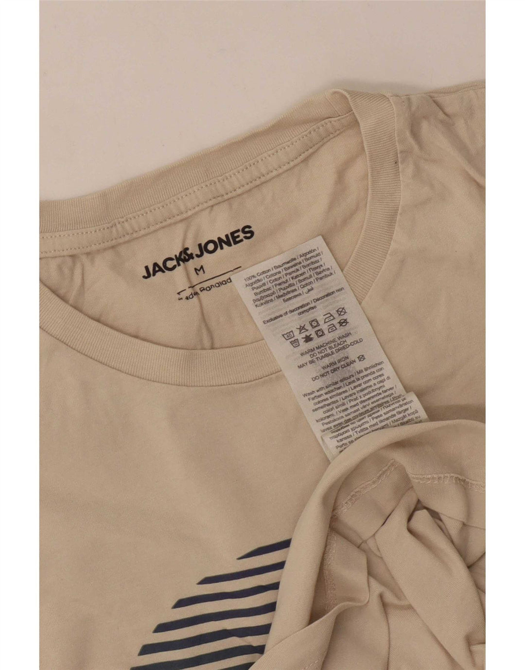 Jack & Jones Herre grafisk T-shirt Top Medium Off White Bomuld