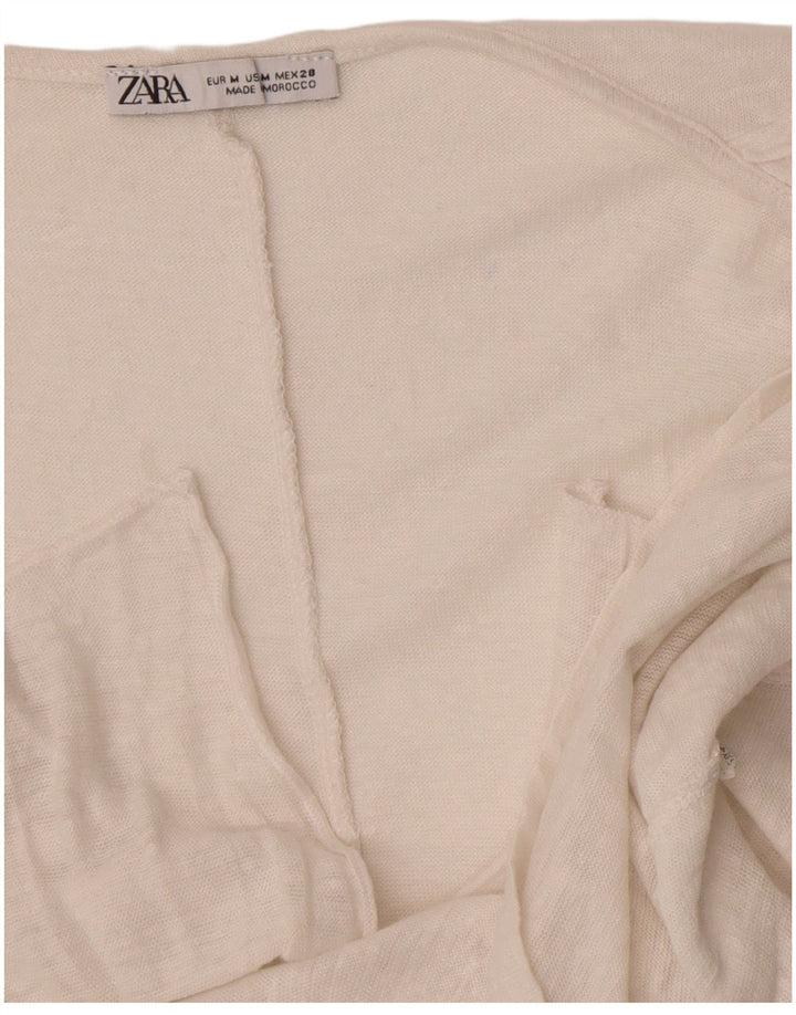 Zara Dame ærmeløs bluse Top UK 12 Medium White Flecked