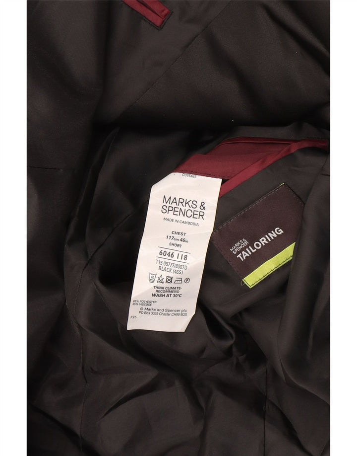 Marks & Spencer Herre Short 2 Button Blazer Jacket UK 40 Large Black