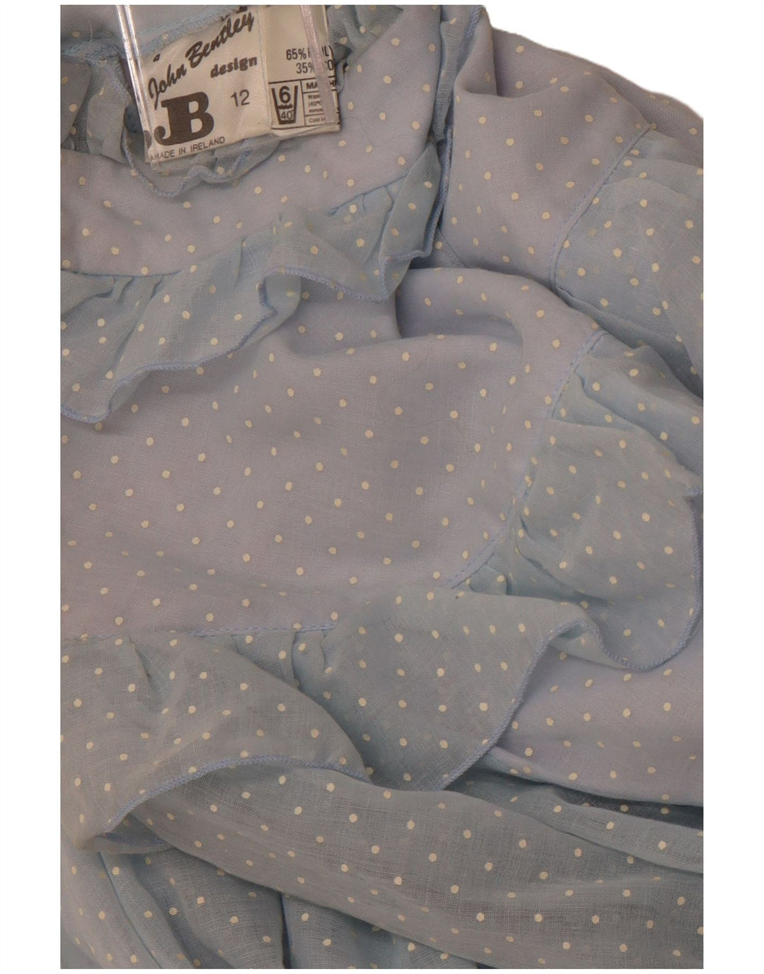 JOHN BENTLEY Dame flæse front Maxikjole UK 12 Medium Blue Spotted