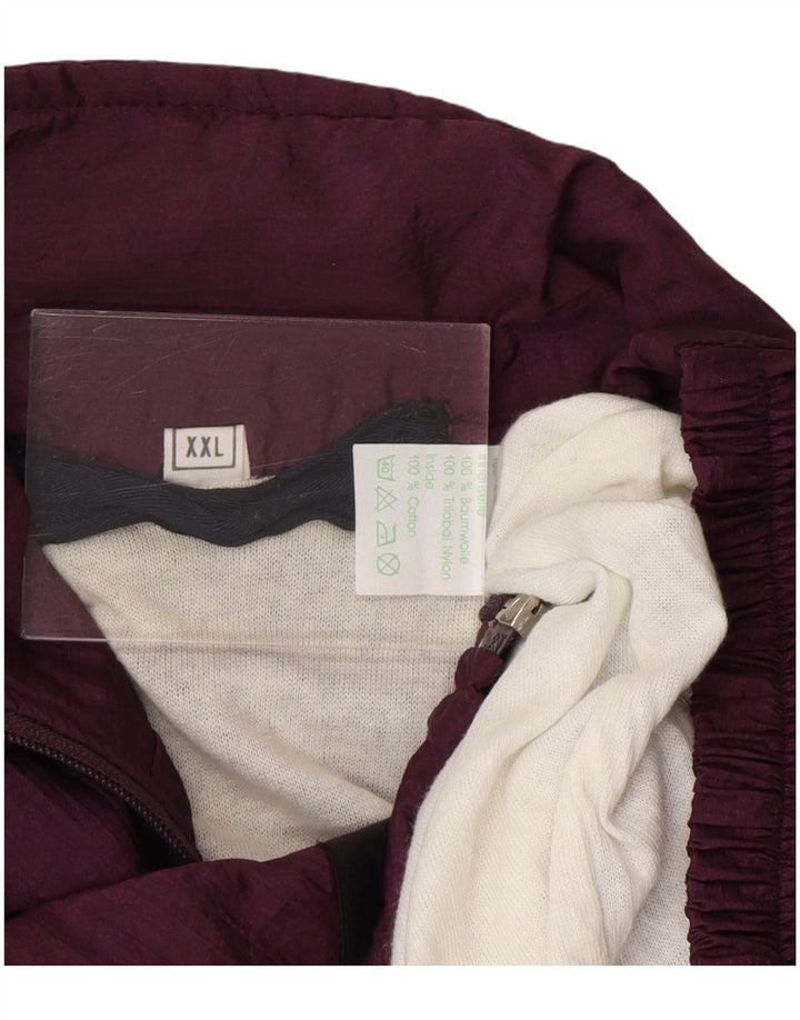 Vintage træningsdragt til mænd Top jakke 2XL Maroon Colourblock Nylon