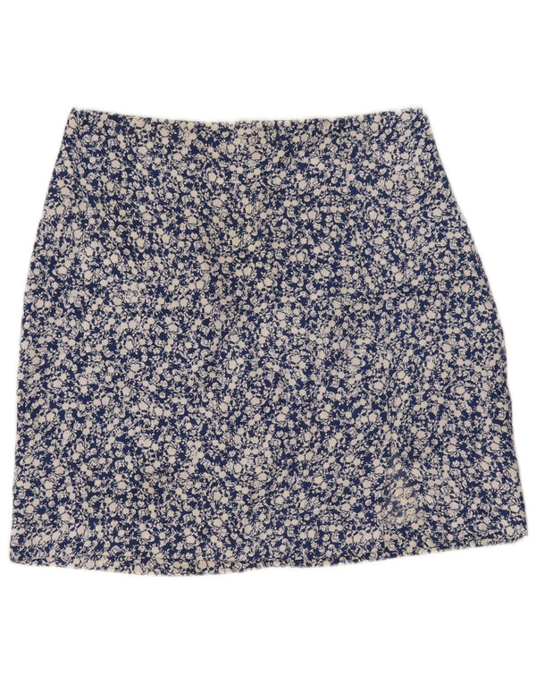 Zara Dame Mini-nederdel Small W26 Blue Floral Polyester