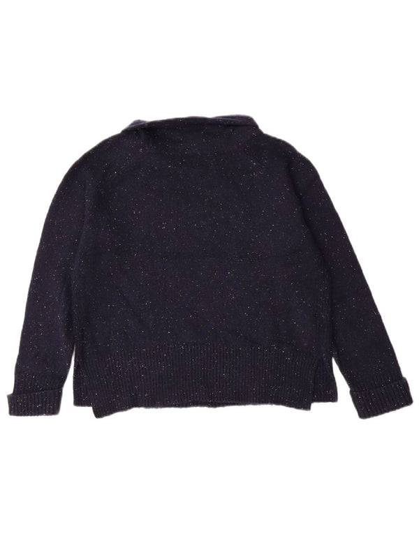 LAURA ASHLEY Dame Rullehals sweater UK 10 Small Navy Blue Flecked