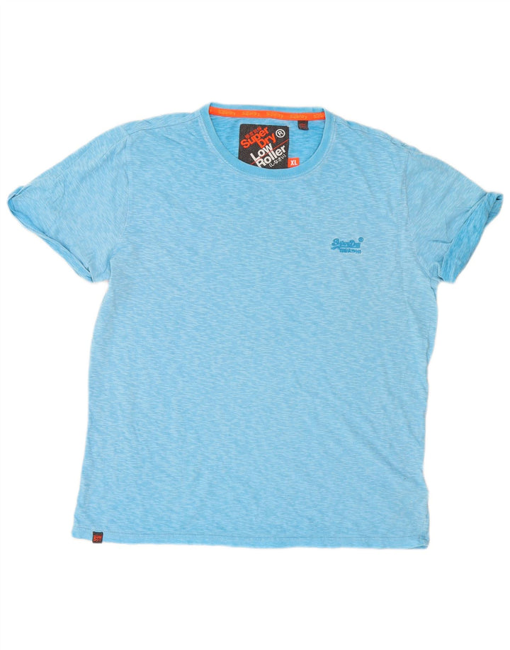 Superdry T-shirt top til mænd XL blå flækket bomuld